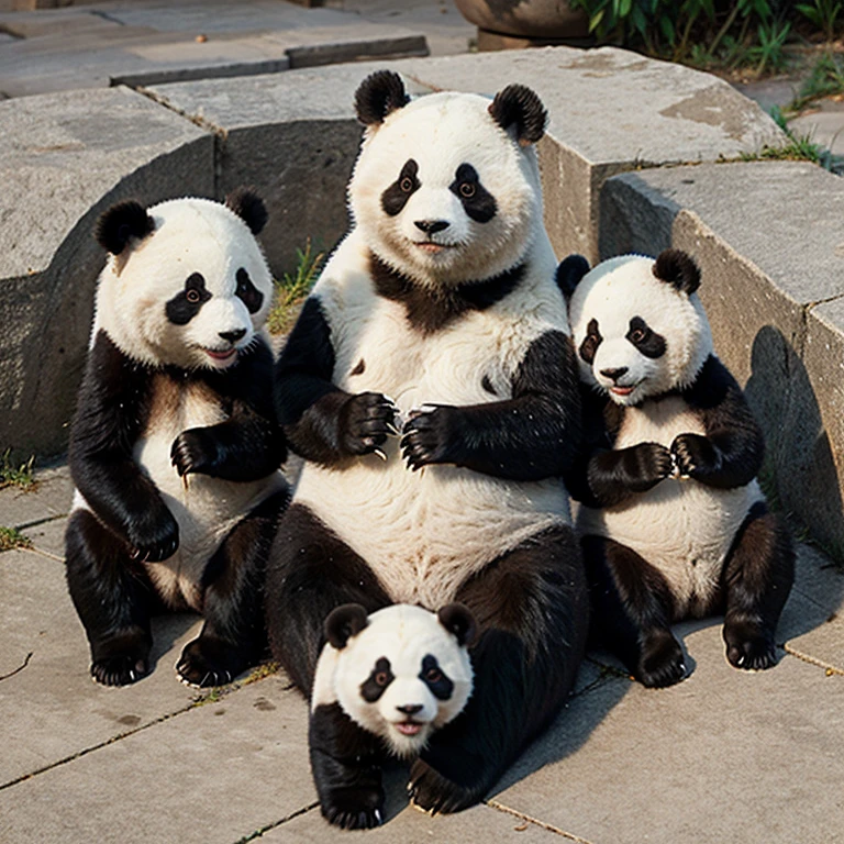 Family of 4 pandas