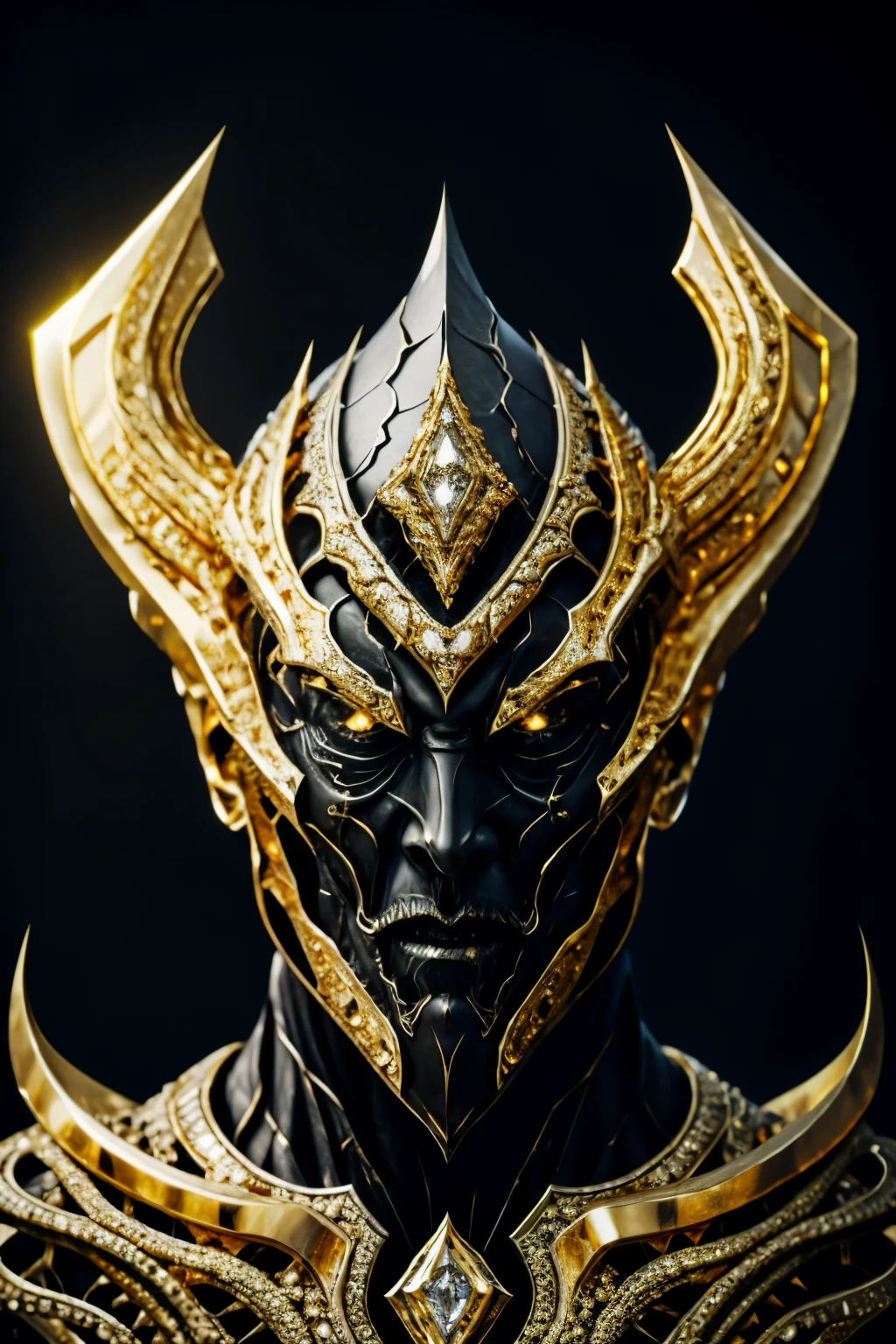 Introducing the menacing final form of the elusive chemistry element, "Diamond Gold" ((ray traced)). This ominous substance is not for the faint-hearted, as it radiates an ominous glow from its glowing stone core.
((Ray traced)) ((Diamond Gold)): 1.3, sinister, malevolent, villainous, corrupt, glowing, jeweled, radiant, powerful, terrifying.
Masterpiece, exquisite, sinister, intricate, crafted, dark, gold, diamond, ((highly detailed)), mesmerizing, fear-inducing, twisting reality, evil incarnate.
