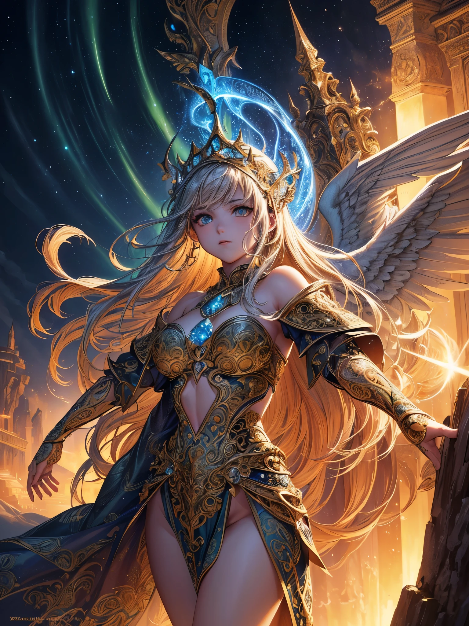 Official Art, Unity 8k Wallpaper, Ultra Detailed, Beauty and Aesthetics, High Quality, Beauty, Masterpiece, Best Quality, Female Angel (Zentangle, Mandala, Tangles, Entanglement: 0.6),