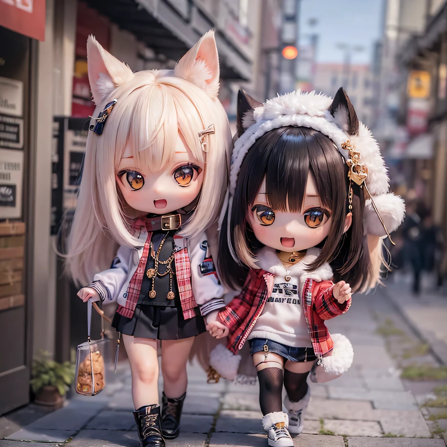 shiba inu girls chibi Walking on a leash with girls