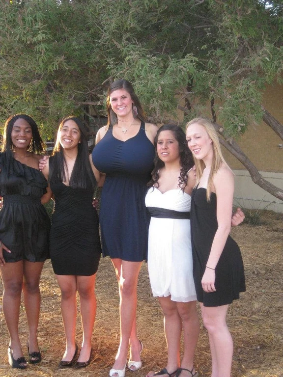 sleeveless dress, (big giant enormous oversized massive huge colossal:1.5), (gigantic sagging breasts:1.5), (very long hair:1.25)