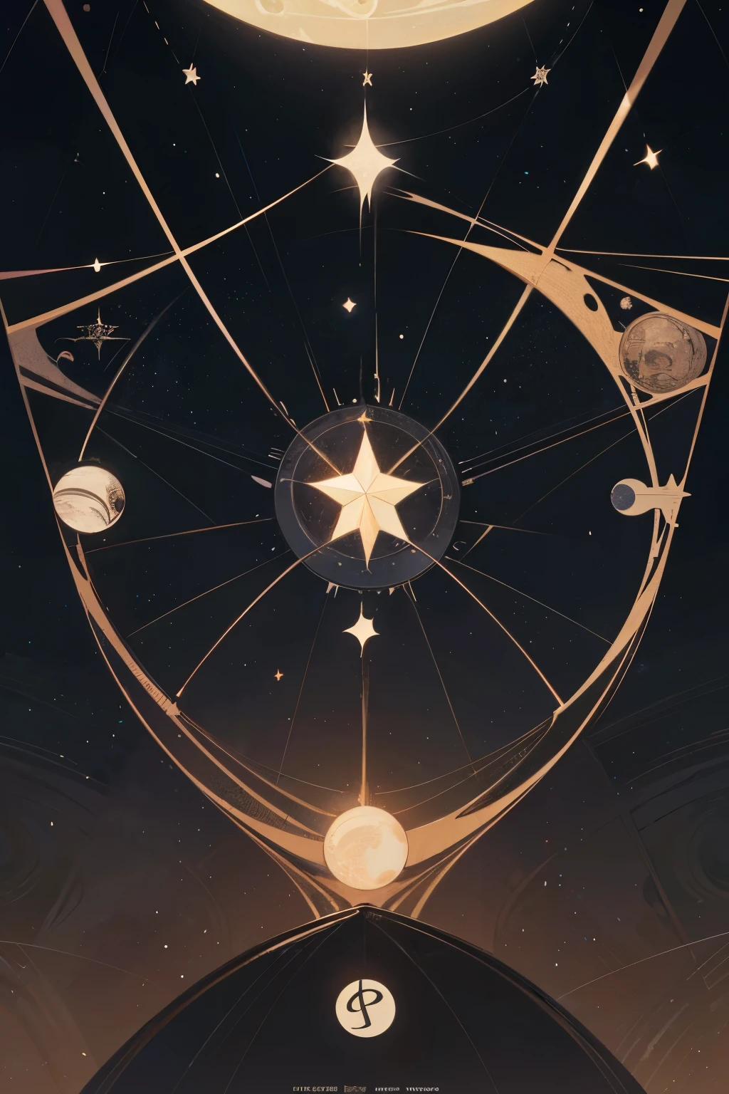 Close-up of tarot with stars and moon, Concept art inspired by Petros Afshar, tumbler, generativeart, the star tarot cards, tarot cards design, tarot design, tarot cards background, tarot cards art, complex tarot cards background, Tarot Art, fractal tarot cards style, highly detailed + tarot cards, Black Paper Tarot