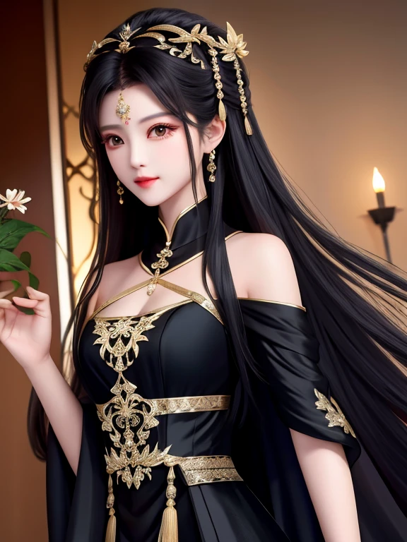 The black silk beauty was not dressed