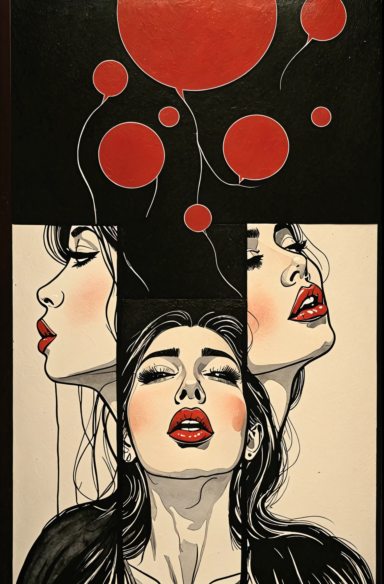 la prostituta del burdel y el poeta (La mejor calidad, Altas Resoluciones, realista:1.37), ultra detallado,lejandra, nerviosa pero emocionada, He approached Valeria. Las dos hermanas se besaron, an erotic kiss with tongue that reflected the intense connection between them. Sus cuerpos se acercaron y se fundieron en un abrazo apasionado. Los labios de Valeria eran suaves pero a la vez firmes, His tongue explored every corner of his sister&#39;s mouth., provoking her and awakening an uncontrollable desire in her. Alejandra se dejaba llevar por el momento, surrendering to the passion and pleasure that his sister offered him.

El beso entre las dos hermanas era intenso y cargado de deseo. You could feel the electricity in the air as their bodies caressed each other and their hands slid over their bodies.. 

Pero entonces, Valeria separated from her sister and her mother approached, para besarla. La diferencia entre los besos era evidente. Mientras que los de Valeria eran violentos y cargados de deseo, His mother&#39;s were soft and loving..

Maria besaba a su hija con ternura, as if he wanted to convey all his love and care through that kiss. Alejandra, por su parte, He responded with the same passion that he had shown with his sister., pero con un toque de dulzura hacia su madre.

Mientras besaba a su madre, Valeria began to slowly ???????.

María Sus&#39;s hands caressed her daughter&#39;s skin, sus muslos, sus caderas, sus pezones. His lips continued exploring every part of her body.. Bajando por el cuello y volviendo a subir. It was a moment of intimacy and connection between mother and daughter, a union that went beyond the physical. Alejandra&#39;s skin shivered when she felt her sister&#39;s hands behind her., acariciando delicadamente su espalda. The three of them were kneeling on the bed and María also began to undress..

Alejandra no pudo evitar admirar los cuerpos desnudos de su hermana y su madre mientras estaban frente a ella. Valeria took his hand and placed it on her