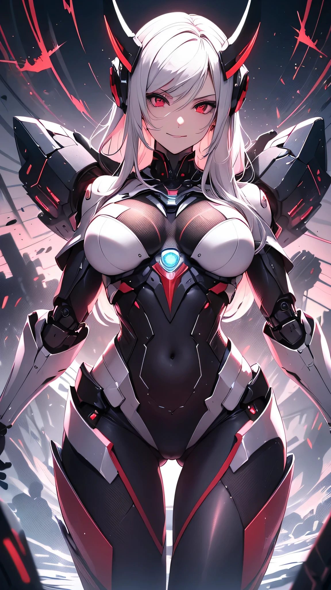 score_9, score_8_up, score_7_up, source_anime, 4K,perfect fingers,(perfect hands, perfect anatomy),
1girl,solo,kyoukauzen, kyouka uzen, long hair, red eyes, very long hair, white hair, large breasts,, 
wearing ((navel, bodysuit, mecha musume, armor)),,
standing,(open mouth:1.4),steaming body, ((arms up wearing handcuffs:1.5)),saliva,sweating,heavy breathing,drying,