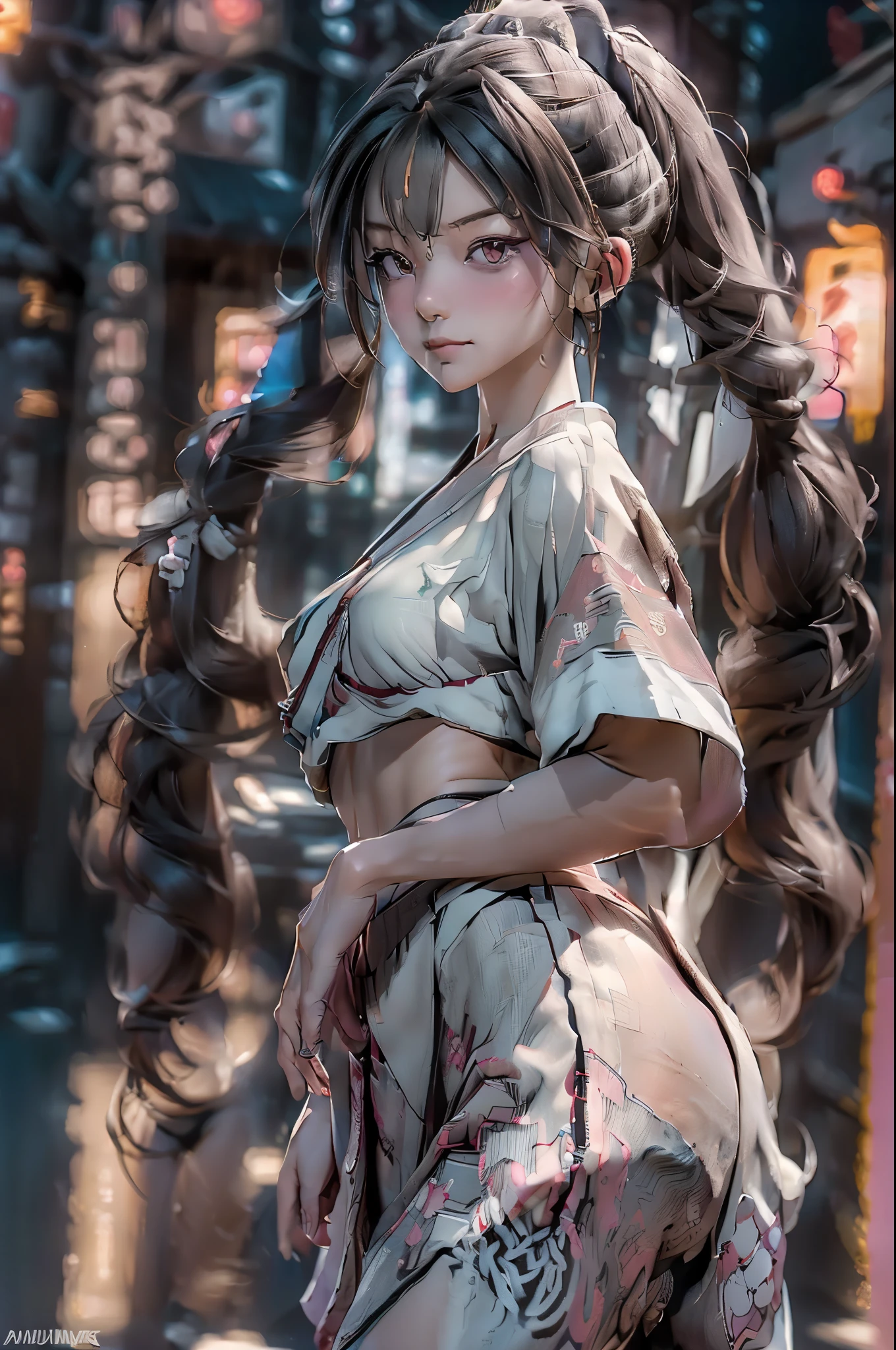 attractive ass:1.2、(not wearing a suit of clothes))),,Perfect Body,(((pantyless, bralesasterpiece, highest quality, Fu Tao V4, 1 girl, alone, blush, twin tails, long hair, hair between eyes, ((streetwear)), city, outdoor, night, movie poster, Highly detailed 8K, Smooth, High resolution, super high quality, cinematic lighting, ambient occlusion, hd, 2k, 4k, 8K, 16k, very detailed anime, detailed face, perfect composition, wide shot, atmosphere lighting, very sexy, lift skirt, random waist angle, No correction, NSFW, No correction、nude body