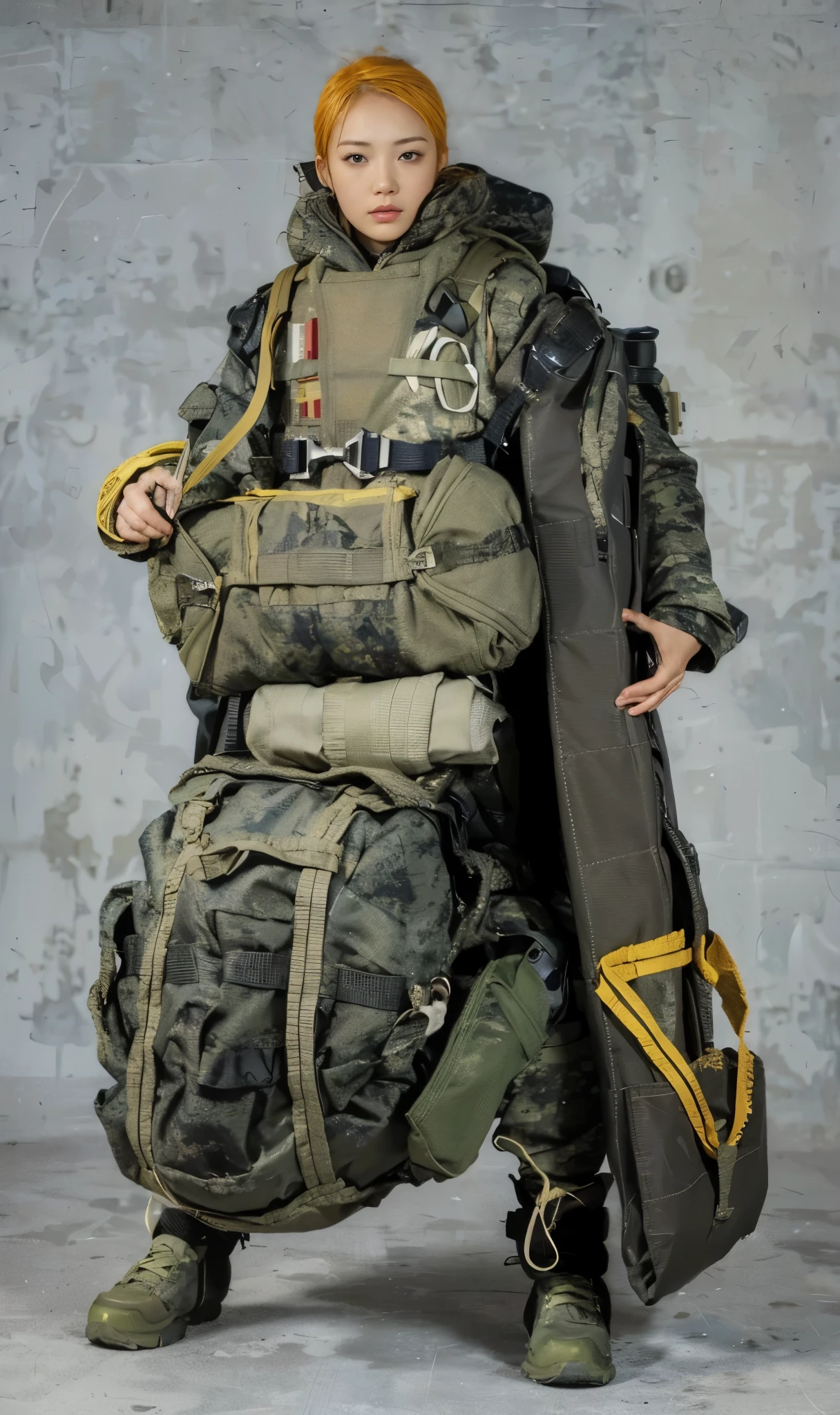 1girl,full body,outdoors,street,,ruanyi0532,backpack,bag,camouflage jacket,camouflage pants,goggles,helmet,load bearing vest,combat boots,<lora:0532 Ranger Regiment Airborne_v1:1>, best quality,masterpiece,highres,official art,extremely detailed cg unity 8k wallpaper