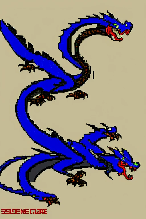 (a SNES 16 bit style of the azure dragon)