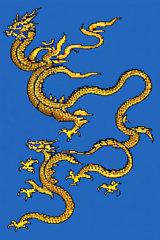 (a SNES 16 bit style of the qing dynasty azure dragon)