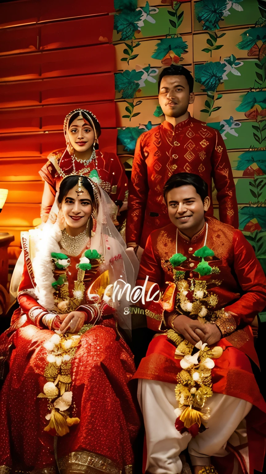 there is a man and woman sitting on a bed together, lovely couple, wearing traditional garb, celebrating an illegal marriage, wearing bihu dress mekhela sador, assamese aesthetic, ghutra and egal, happy couple, traditional beauty, post, bride and groom, assamese, traditional makeup, traditional clothes, reddit post