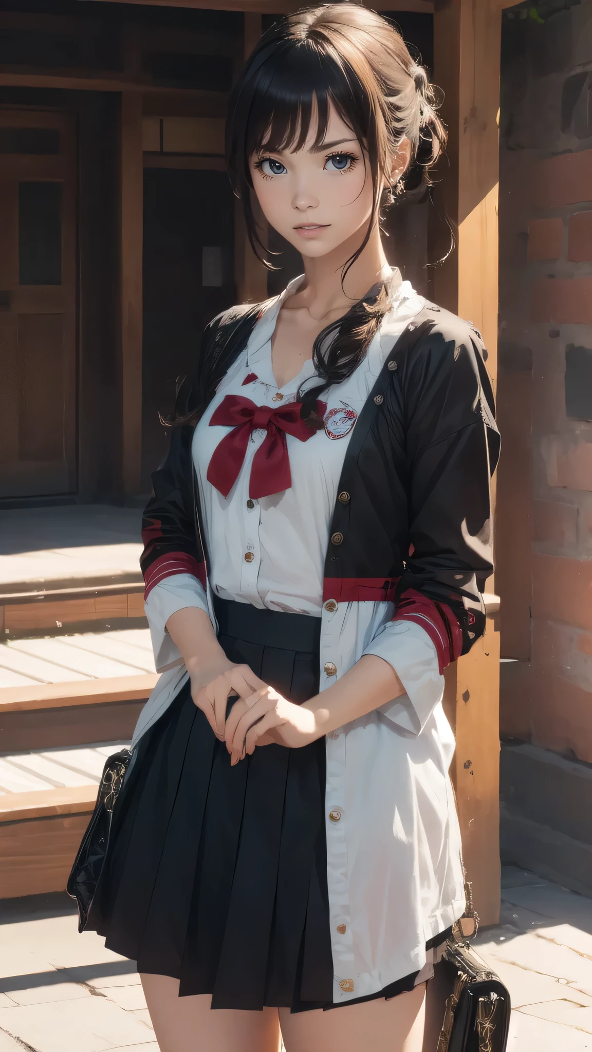 full body,high school girl,(Hold a Japanese sword),(random hairstyle),(Highest image quality,(8K), Ultra-realistic, Best Quality, High quality, High Definition, high quality texture, high detailing, Beautiful detailed, fine detailed, extremely details CG, Detailed texture, realistic representation of face, masterpiece, presence)