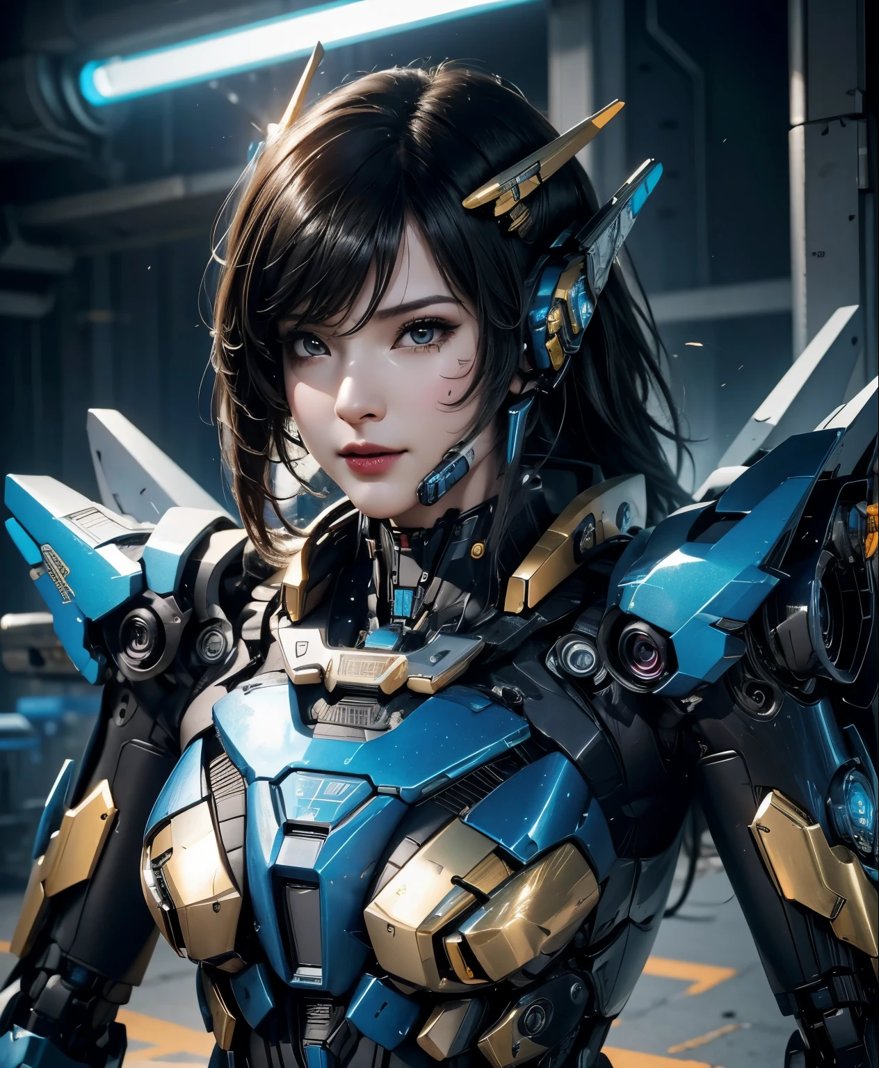 Super detailed, advanced details, high quality, 最high quality, High resolution, 1080p, hard disk,(pharah),overwatch,beautiful cyborg woman,Mecha cyborg girl,battle mode,Mecha body girl,She wears a futuristic mech