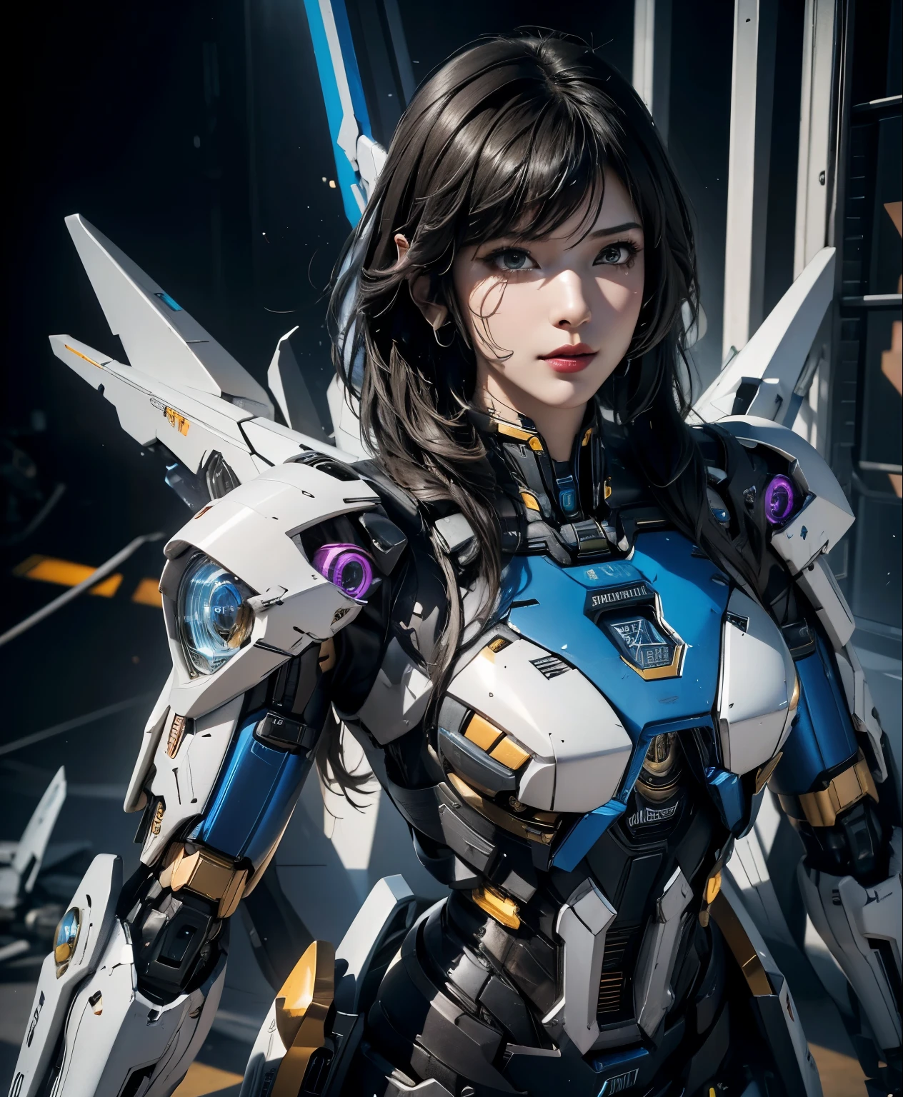 Super detailed, advanced details, high quality, 最high quality, High resolution, 1080p, hard disk,(pharah),overwatch,beautiful cyborg woman,Mecha cyborg girl,battle mode,Mecha body girl,She wears a futuristic mech