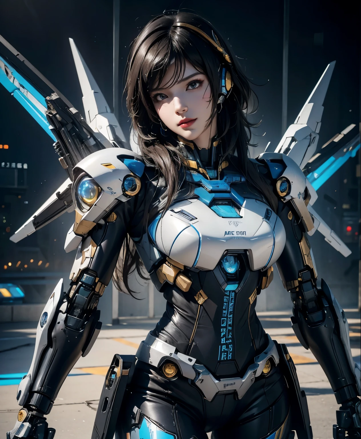 Super detailed, advanced details, high quality, 最high quality, High resolution, 1080p, hard disk,(pharah),overwatch,beautiful cyborg woman,Mecha cyborg girl,battle mode,Mecha body girl,She wears a futuristic mech