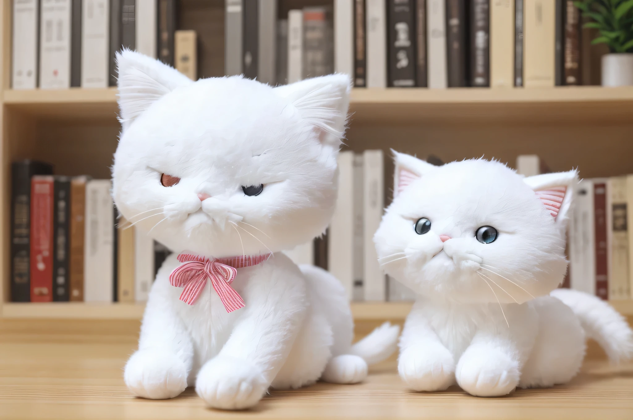 there is a white Cat that is sitting on a shelf, 3 d precious moments plush Cat, stuffed toys, stuffed toys, cute toys, white ( Cat ) girl, Plush Dolls, stuffed toys, kawaii Cat, Plush mascot, very beautiful cute Catgirl, white Cat girl, the Cat is fluffy, Full robot!! Cat, Elokiti, Fluffy eBay Products
