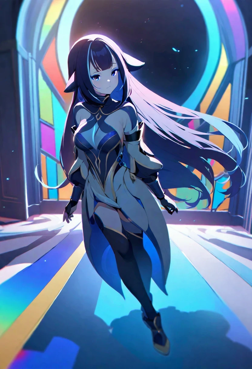 (((shylily))),Women, stainedglass dress, colorful, Rainbow background, goldy stainedglass armor, Rainbow theme, full body, exposure blend, medium shot, bokeh, (hdr:1.4), high contrast, (cinematic, red and cyan:0.85), (muted colors, dim colors, soothing tones:1.3), low saturation,,