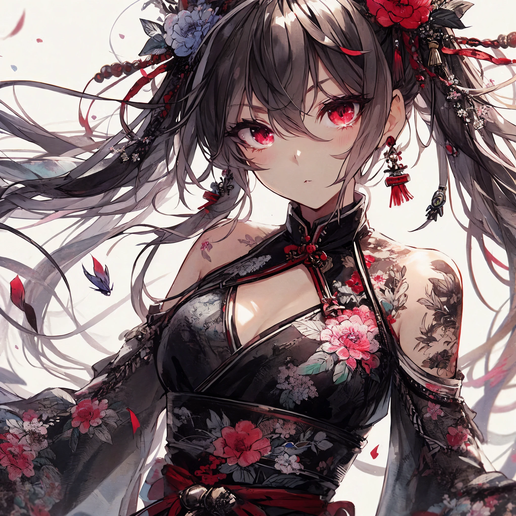 anime girl with long hair and flowers in her hair, anime style 4 k, anime art wallpaper 4 k, anime art wallpaper 4k, anime art wallpaper 8 k, beautiful anime girl, beautiful anime artwork, 4k anime wallpaper, cute anime waifu in a nice dress, anime wallpaper 4 k, anime wallpaper 4k, beautiful anime woman, beautiful anime portrait, detailed drawn beautiful eyes, detailed beautiful large breast