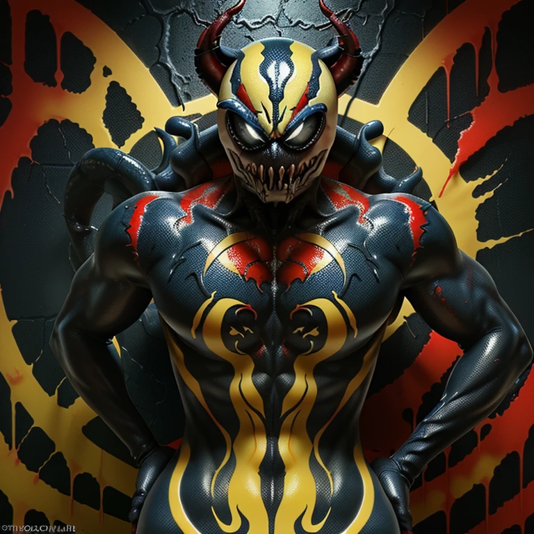 Venom Symbiote with colour Red and white and Blue and yellow