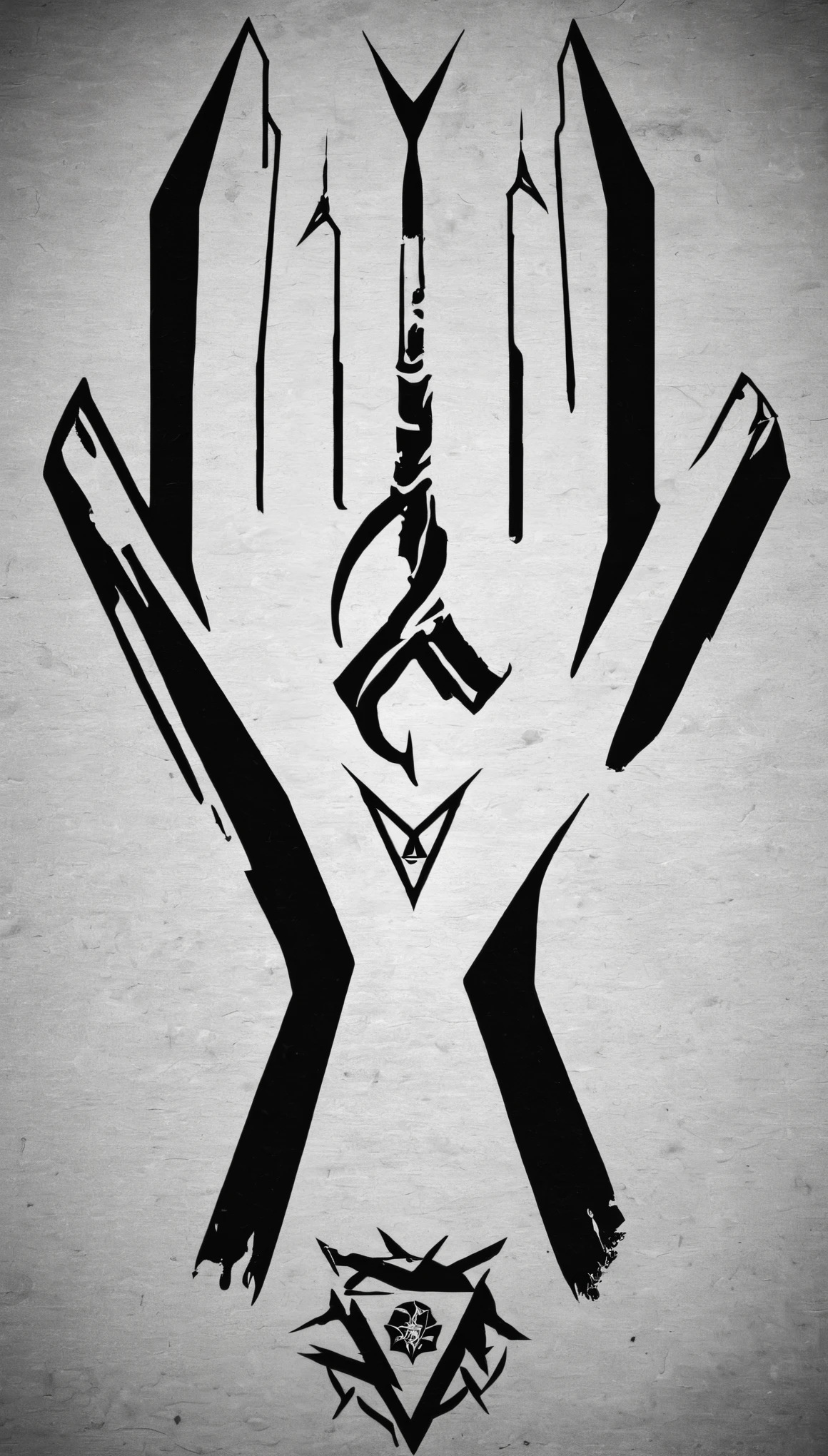 Place a hand with the Vulcan symbol in the middle.
Inside the Vulcan symbol, incorporate the serial killer zodiac symbol.
