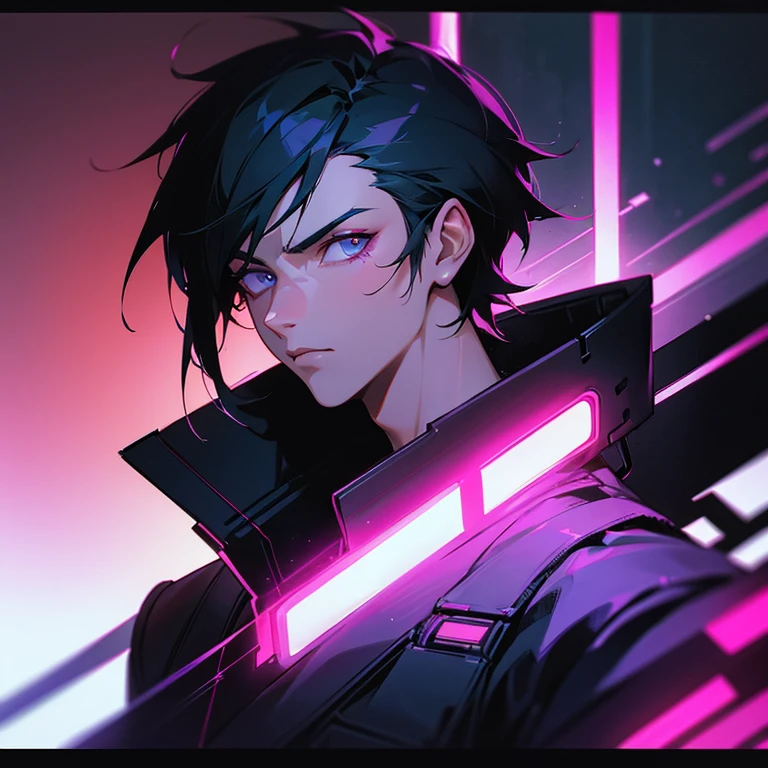 portrait of a cool boy in the year 2330, cyberpunk, neon lights, 35mm f/2.8