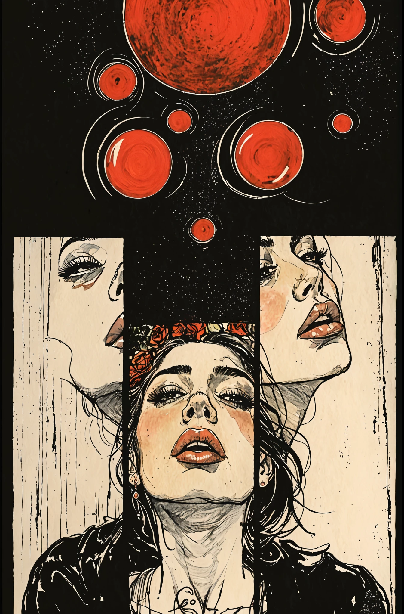 la prostituta del burdel y el poeta (La mejor calidad, Altas Resoluciones, realista:1.37), ultra detallado,lejandra, nerviosa pero emocionada, He approached Valeria. Las dos hermanas se besaron, an erotic kiss with tongue that reflected the intense connection between them. Sus cuerpos se acercaron y se fundieron en un abrazo apasionado. Los labios de Valeria eran suaves pero a la vez firmes, His tongue explored every corner of his sister's mouth., provoking her and awakening an uncontrollable desire in her. Alejandra se dejaba llevar por el momento, surrendering to the passion and pleasure that his sister offered him.
El beso entre las dos hermanas era intenso y cargado de deseo. You could feel the electricity in the air as their bodies caressed each other and their hands slid over their bodies..
Pero entonces, Valeria separated from her sister and her mother approached, para besarla. La diferencia entre los besos era evidente. Mientras que los de Valeria eran violentos y cargados de deseo, His mother's were soft and loving..
Maria besaba a su hija con ternura, as if he wanted to convey all his love and care through that kiss. Alejandra, por su parte, He responded with the same passion that he had shown with his sister., pero con un toque de dulzura hacia su madre.
Mientras besaba a su madre, Valeria began to slowly undress.
María Sus's hands caressed her daughter's skin, sus muslos, sus caderas, sus pezones. His lips continued exploring every part of her body.. Bajando por el cuello y volviendo a subir. It was a moment of intimacy and connection between mother and daughter, a union that went beyond the physical. Alejandra's skin shivered when she felt her sister's hands behind her., acariciando delicadamente su espalda. The three of them were kneeling on the bed and María also began to undress..
Alejandra no pudo evitar admirar los cuerpos desnudos de su hermana y su madre mientras estaban frente a ella. Valeria took his hand and placed it on her