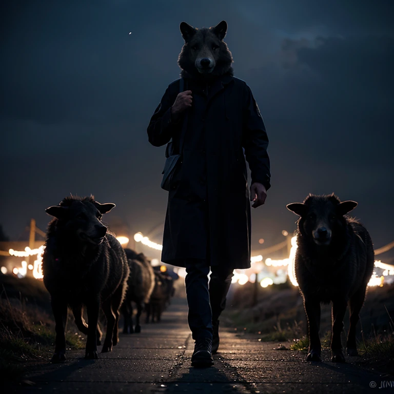 Pack of sheep with the wolves hiding dark theme