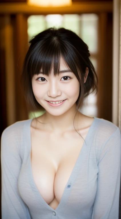 naked、masterpiece,highest quality,(Japanese ),((beautiful girl)),cleavage,indoor,(perfect body beauty:1.2),(shy smile),beautiful teeth,