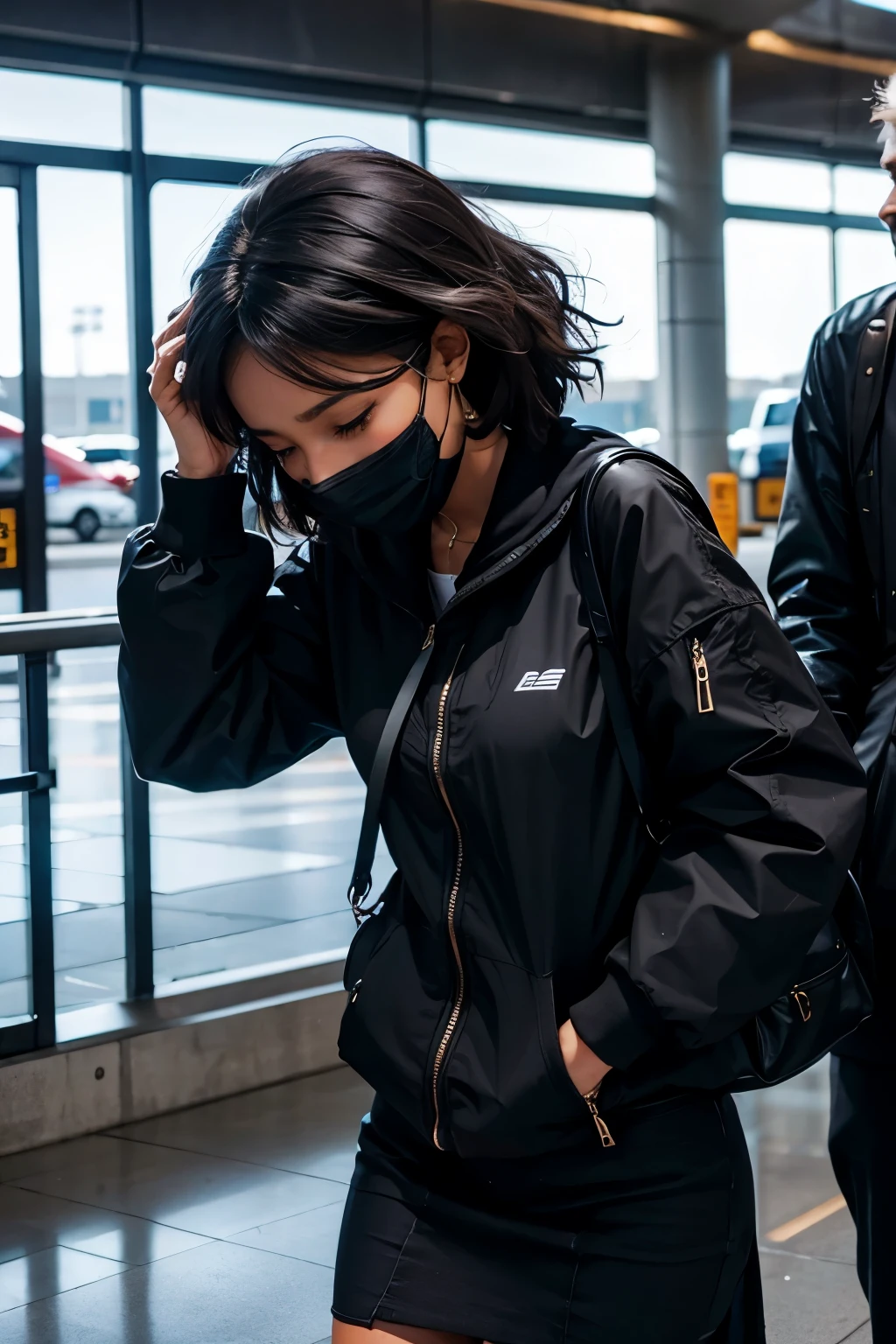 black woman crying at the airport