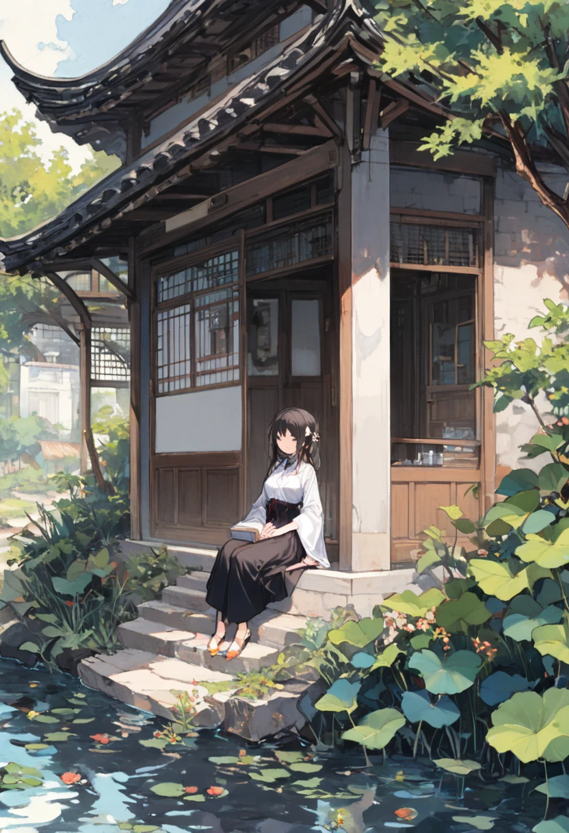 a cute kitten is sitting in a front yard, ink style, (masterpiece, best quality, perfect composition, very aesthetic, absurdres, ultra-detailed, intricate details, Professional, official art, Representative work:1.3), (Animagine:0.01)