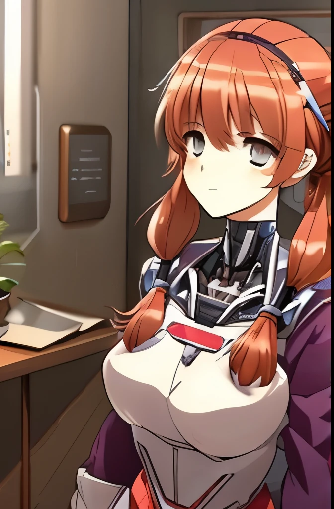 A Female robot is sleeping in bedroom, spread legs, nude, banzai pose. she wears no dress. She Brown short hair is tied with two big red clothespins, She lifts up the under hem of her white plain dress, leaning over, masterpiece, very short pigtails,brown hair, mature, android, blue eyes, full body figure, Height: 160cm, flushed cheeks, 2020s anime picture, A beautiful robot with short brown hair in two short pigtails held up by two very large huge red clothespins, Uplifting, No NSFW, whole body, barefoot, archaic smile, getting orgasm, 25 years old, sweat bucket.
