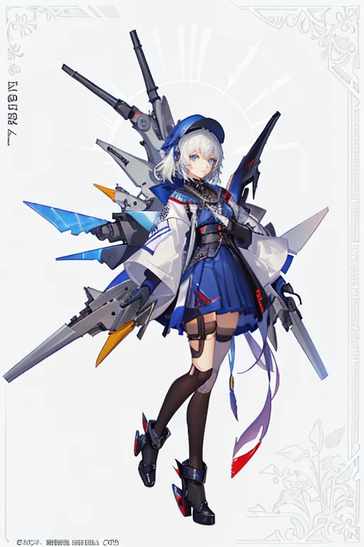 holding a gun、wear a skirt、anime character wearing hat, from Ark Night, Moon themed clothing, Popular topics on artstation pixiv, Ark Night, fleet collection style, Anime Mecha Aesthetics, pixiv style, guweiz on pixiv artstation, Popular topics on cgstation, guweiz on artstation pixiv, Ethereal mecha theme, Costume design