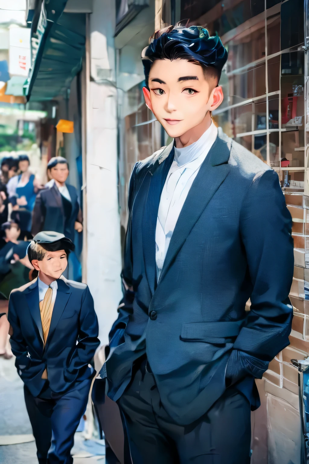 Oriental Man, 50s, Short hair, old man, suit
