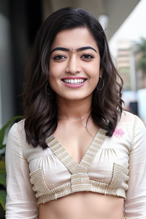 RashmikaLoRA1, RAW photo, full body shot, photo of beautiful woman, cute face, wearing bikini, happy face, cool tone, outdoor, 30 year old