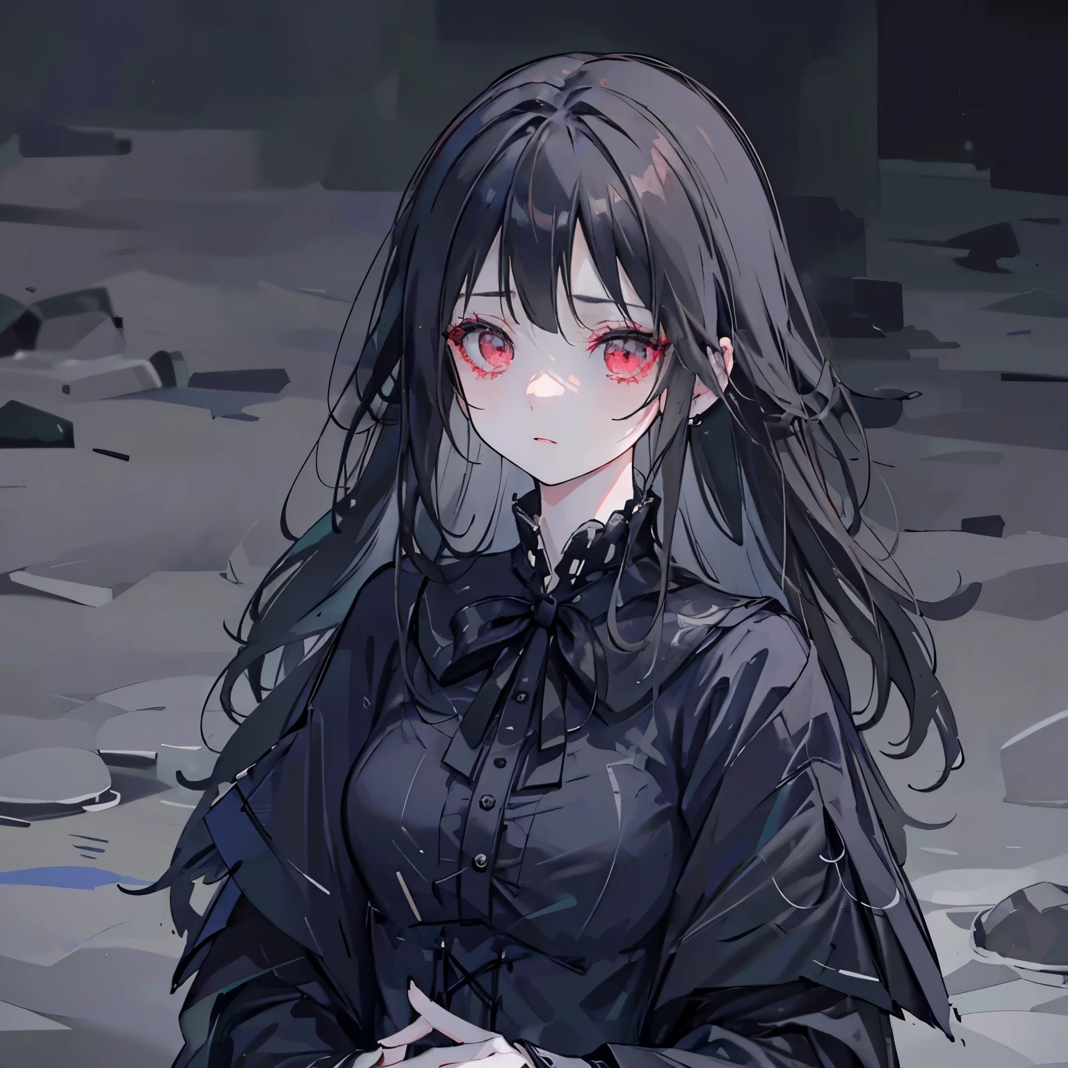 best quality,ultra-detailed,realistic,portrait,girl,dark makeup,long black hair,pale skin,piercings,black clothings,goth style,standing in front,graveyard,moonlight,emotional expression,hands holding a rose,deep gaze,dramatic lighting,romantic atmosphere,monochrome color tone