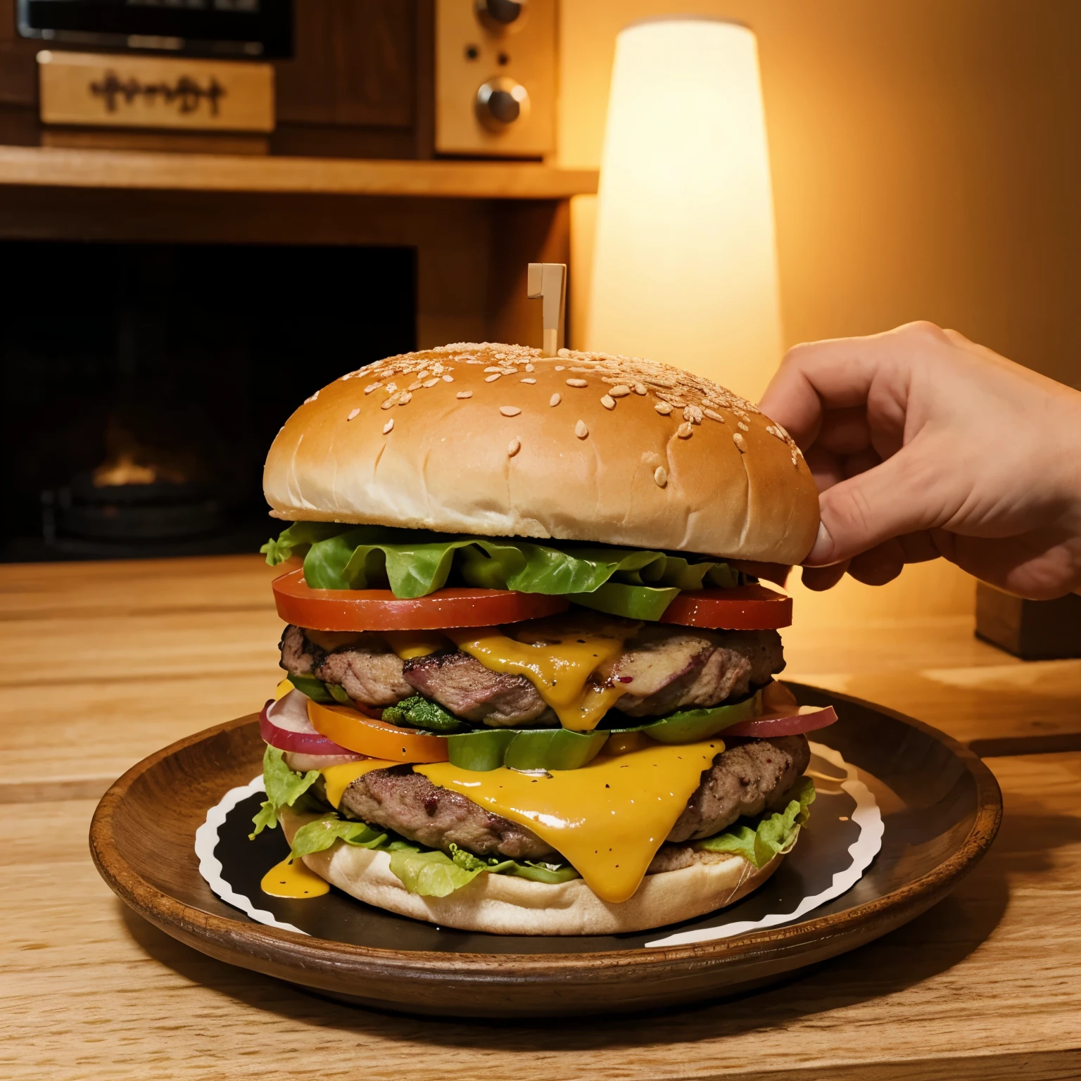 a burger eating Steve from Minecraft 