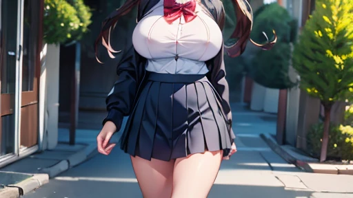 masterpiece,highest quality,wonderful,finely,High resolution,1 girl, ,(miniskirt:1.3), black hair, glasses, green eyes,twin tails,full body