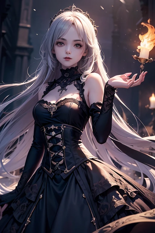 A beautiful woman with long silver hair, ruby red eyes, wearing a black gothic dress, holding a grim reaper's scythe, 1 woman, highly detailed, intricate details, photorealistic, cinematic lighting, dramatic lighting, dark fantasy, chiaroscuro, moody, melancholic, elegant, brooding, dramatic pose, intense gaze, mystical, ethereal, supernatural, dark art, dark fantasy, gothic, chiaroscuro, dramatic lighting, moody, melancholic, intense gaze, elegant, ethereal, supernatural, dark art, (best quality,4k,8k,highres,masterpiece:1.2),ultra-detailed,(realistic,photorealistic,photo-realistic:1.37)