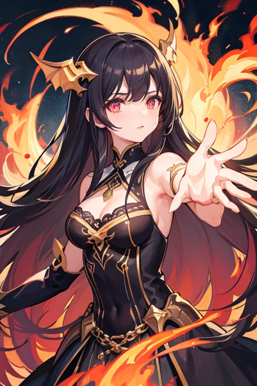 anime image of a woman with long black hair and yellow eyes, vanitas, yellow anime pupils in her eyes, close up of a young anime gir, cel shaded anime, with glowing yellow eyes, close up, anime still image, anime still, extremely detailed eyes, parted lips, wallpaper, hands out of frame, arms out of frame, half body, portrait