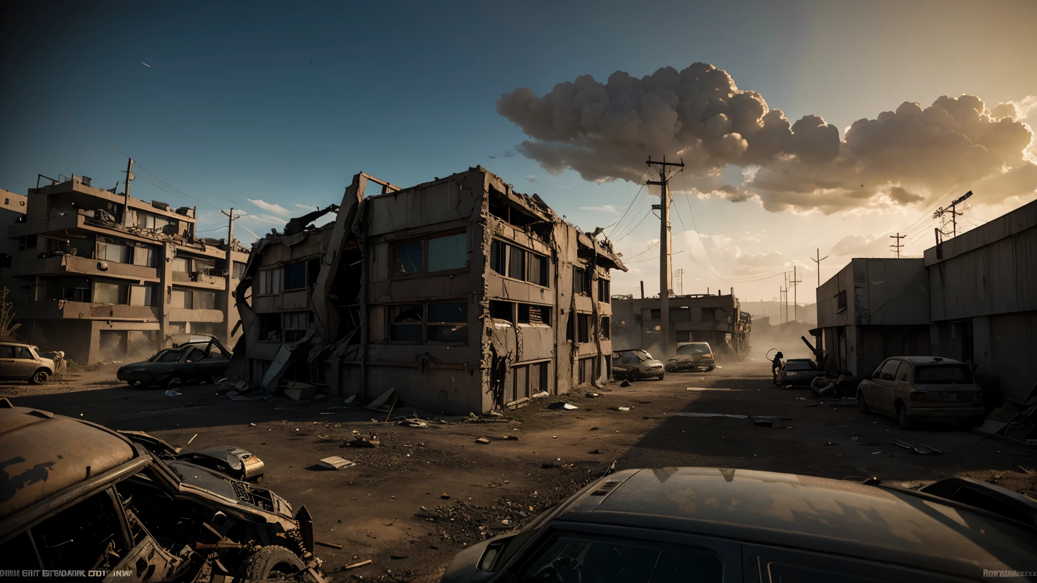 Post apocalyptic scenario, ciberpunk, wreckage