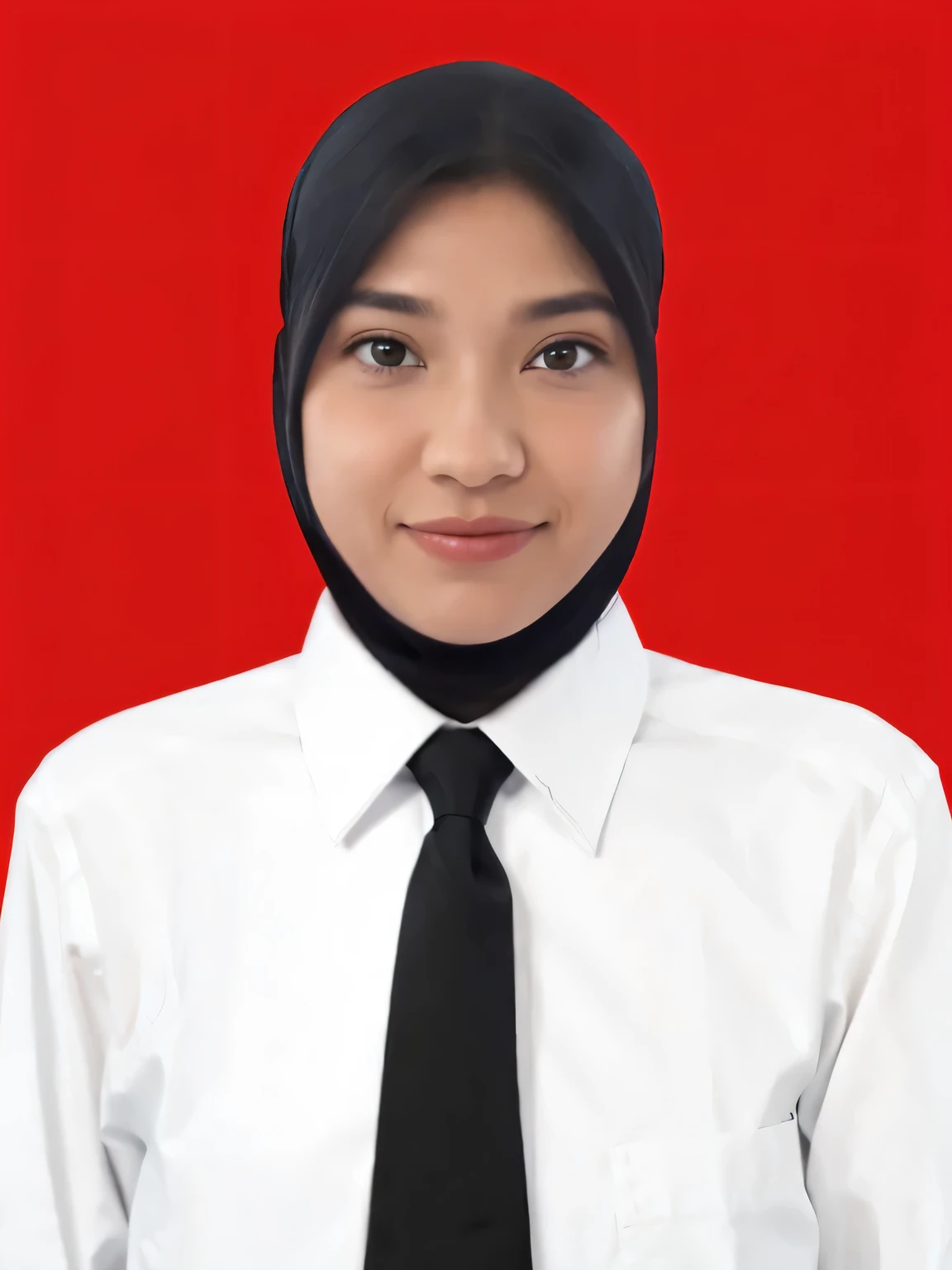 arafed woman wearing a white shirt and black tie, full protrait, protrait