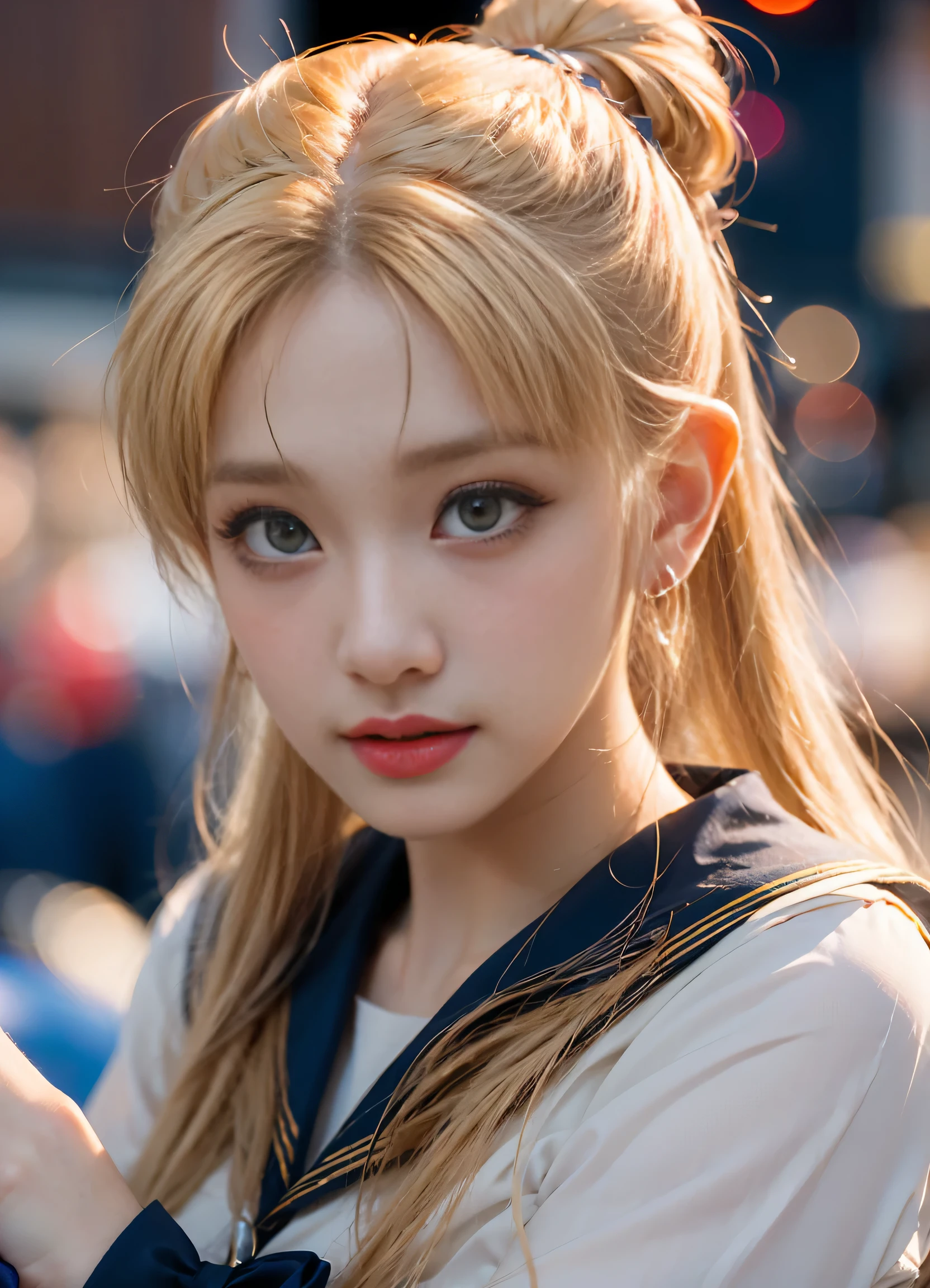 ((Masterpiece)), (Best Quality), (Ultra Detailed), ((Very Detailed)), 4K, (8K), Sailor Moon, Long Blonde Hair, Double Ponytail, Sailor Moon Aesthetics, Dream Core,