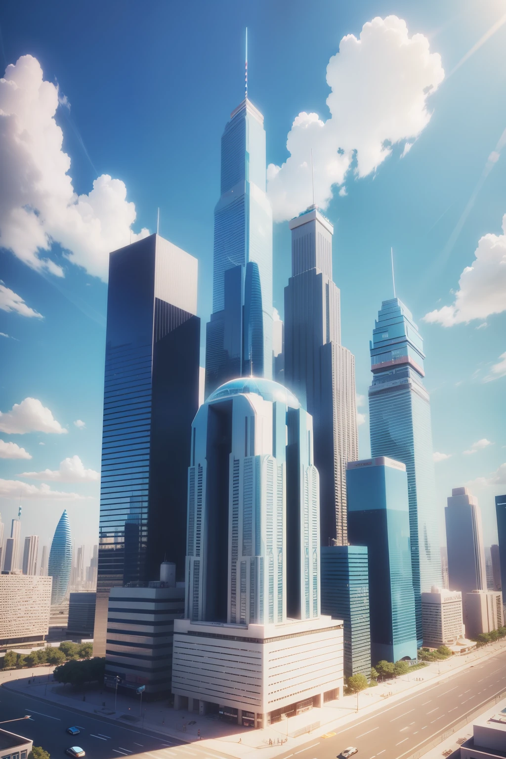 Style City,cute little,pop music,blue-sky,Three-dimensional,illustratio,3d