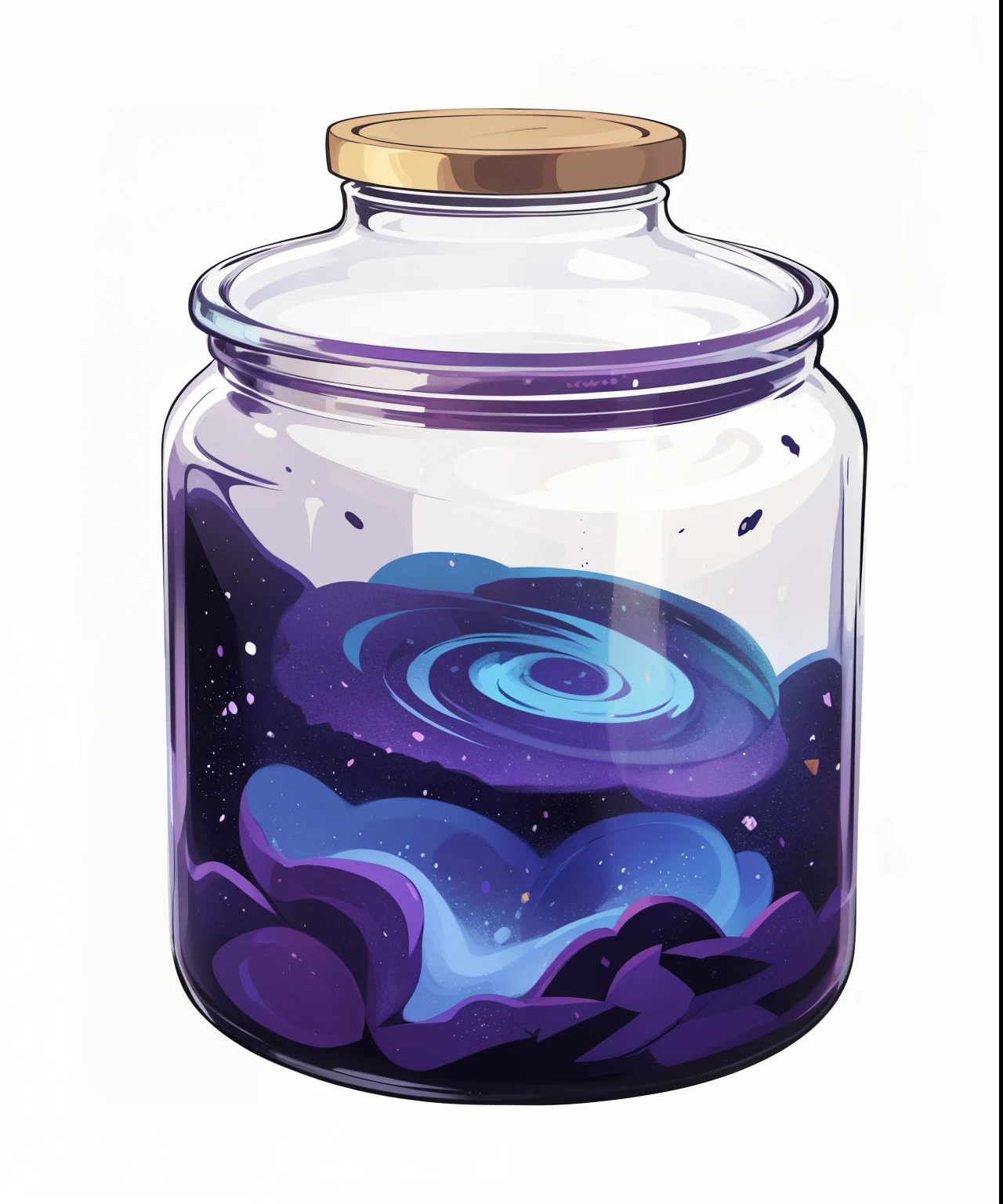 bank of jelly, they want the cosmos, space inside the jar, vector drawing, purple, Purple Space