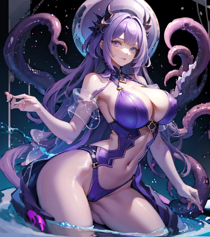 Jelly Toy, Jelly Body, jelly girl, Jelly sculpture, Jelly Figure, Jelly tentacles, Purple Jelly Material, All Purple Jelly Skin, Purple jelly-like transparent body, Purple colloidal shapes, Purple Jelly One Piece Gelcoat, Transparent gelcoat, purple big breasts jelly gel coat、camel toe、huge tit、nipple puff、cleavage、Bottle Fairy