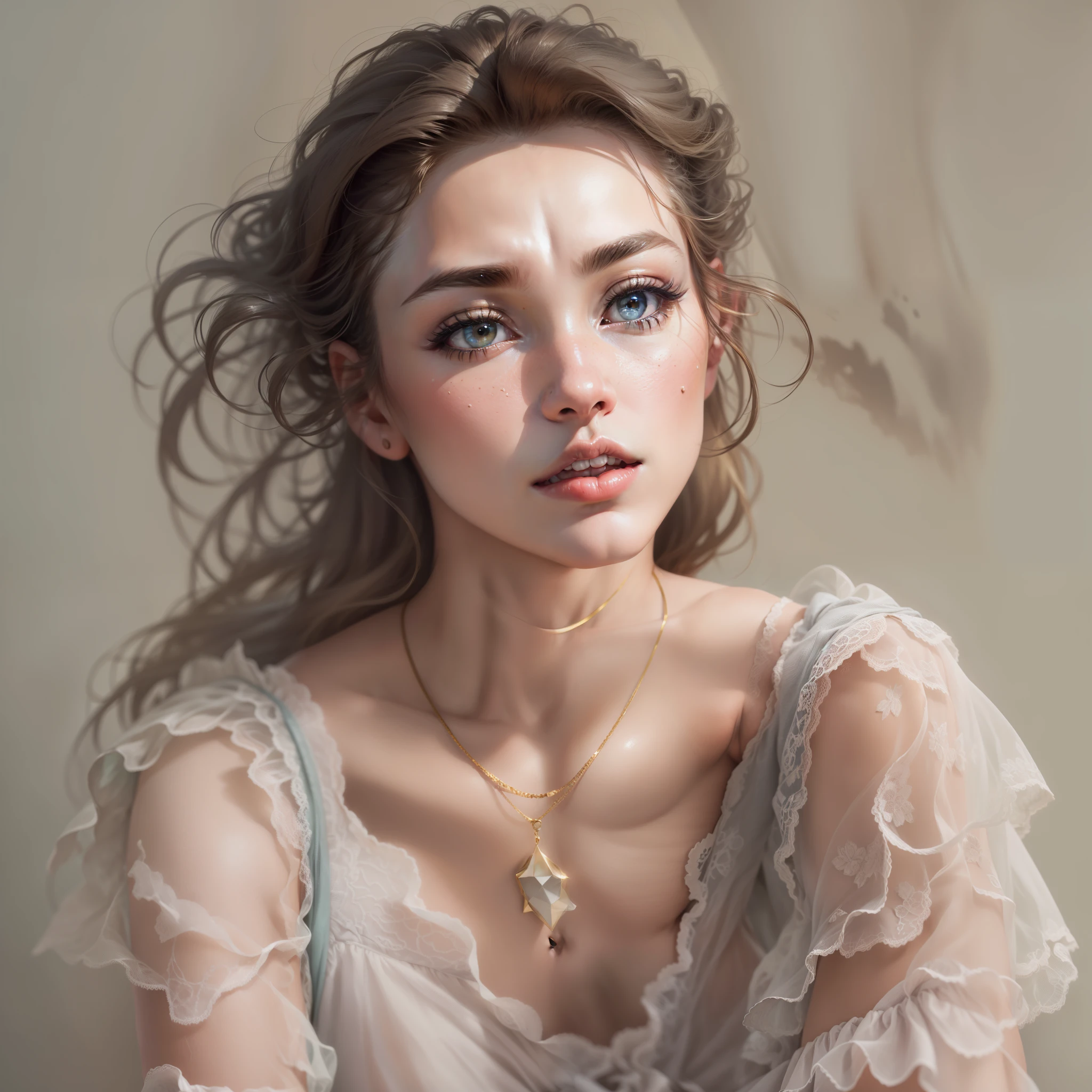 fille sexy aux yeux bruns, ultra realist, Meticulously detailed, Portrait Sophie Mudd, cheveux bruns et grands yeux, Selfie d'une jeune femme, Violet Myers, sans maquillage, maquillage naturel, looking straight at camera, Maquillage subtil, Medium to large bust