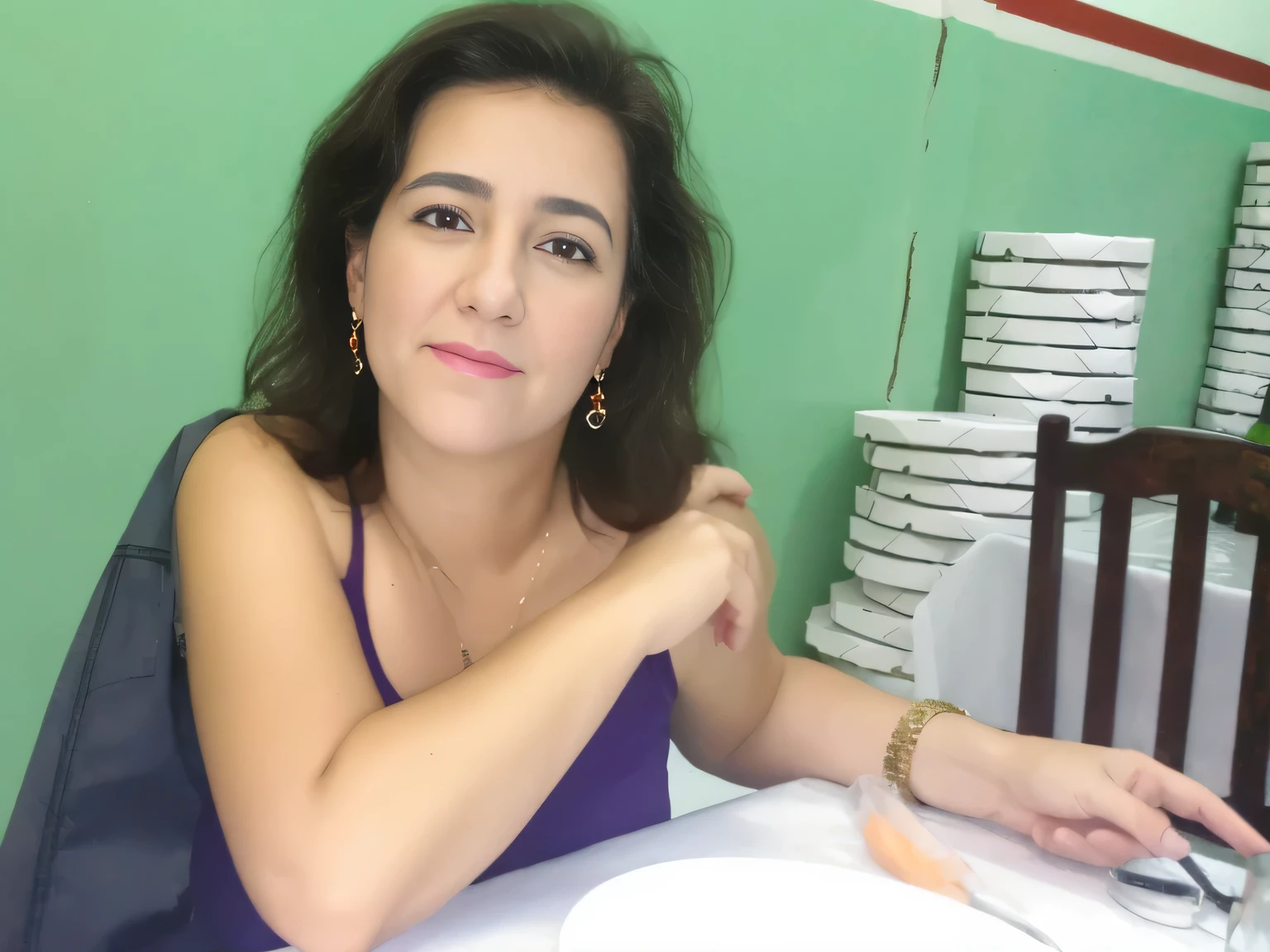 there is a woman sitting at a table with a plate of food, fernanda suarez, by Nándor Katona, by Amelia Peláez, magda torres gurza, valentina remenar, malika favre, lorena avarez, profile image, by Glòria Muñoz, 35 year brazilian mother