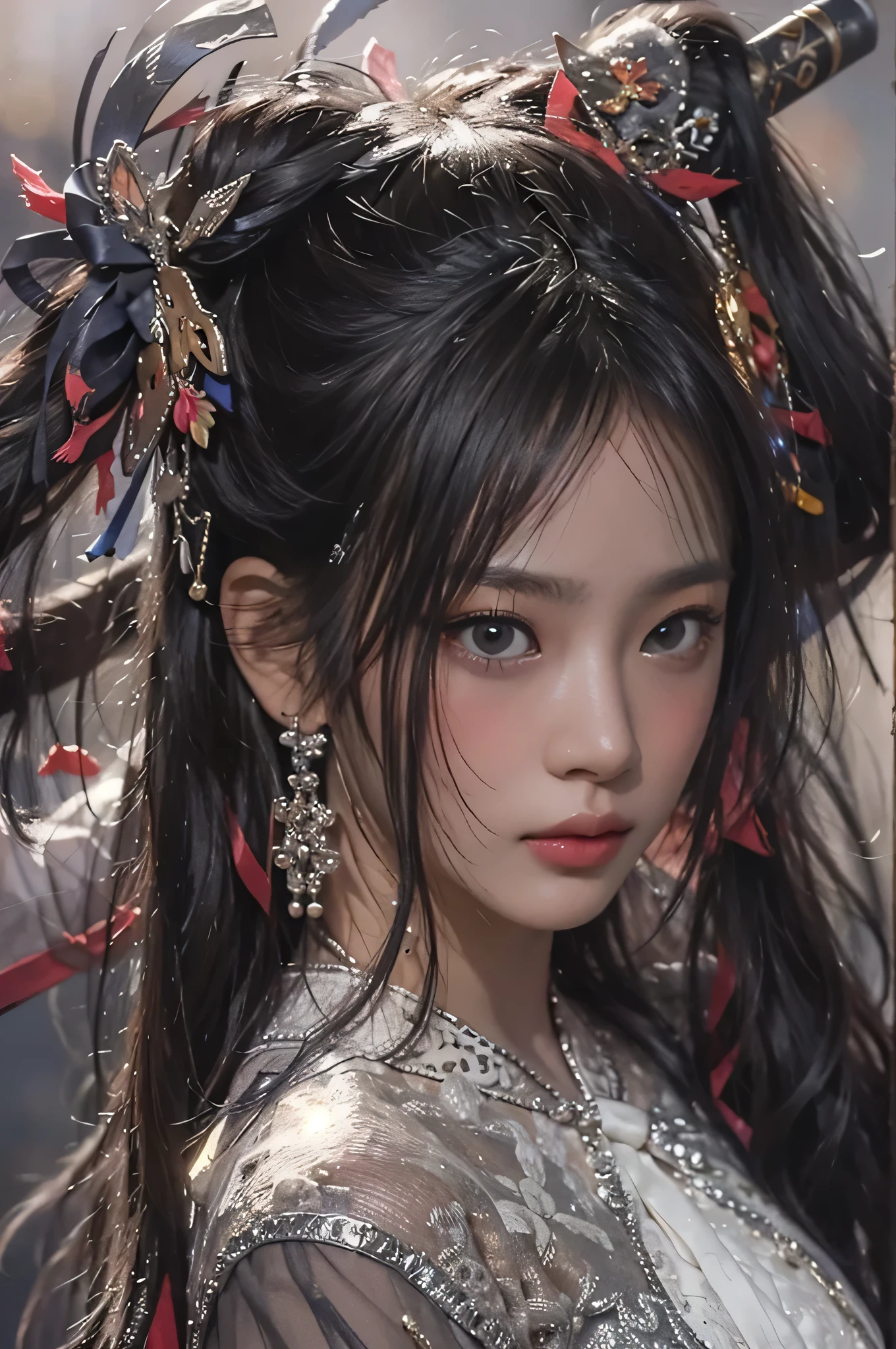 (highest image quality), (masterpiece), (vibrant, photography realistic, Realistic, Dramatic, Dark, Sharp focus, 8K), beautiful, Highly detailed face and skin texture, sexy wedding dress, ethereal beauty, mature asian woman,black long hair, make up, nsfw ,Close up shot, ((backlight)), holding sword, samurai wedding