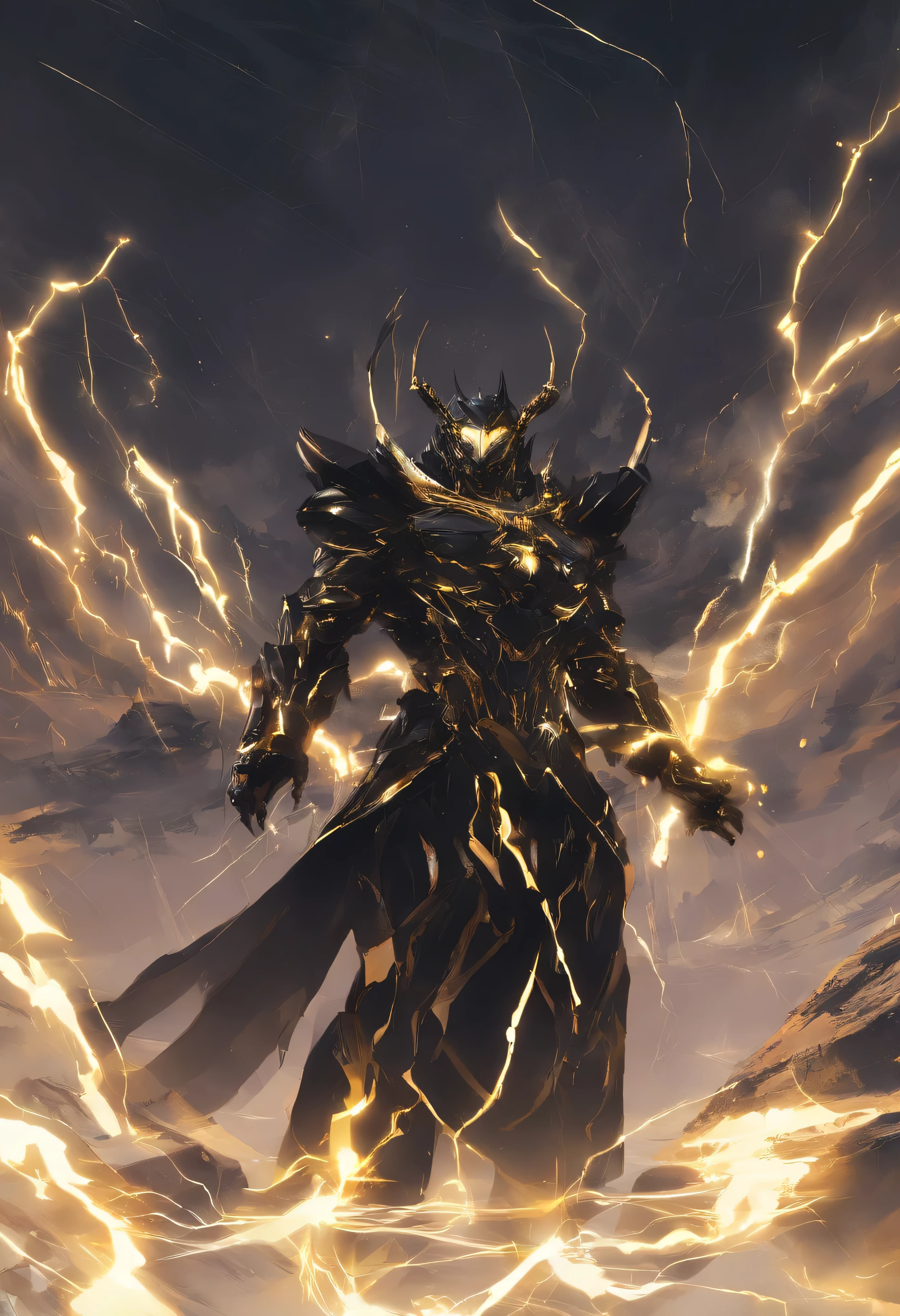 Black gold thunder and lightning,thunder gun,thunder clouds,Ray gun,destroy,Splitting the Mountains,Art scene,Electric light,universe,beyond abyss,Gold World,surface,horizon,City of gold,Surreal,gold,abyss,depth of field