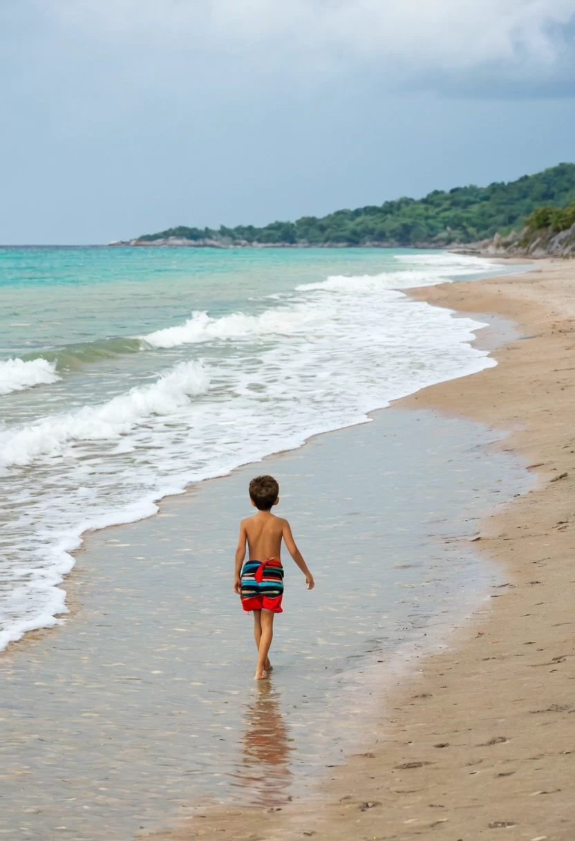 Boy alone on the beach