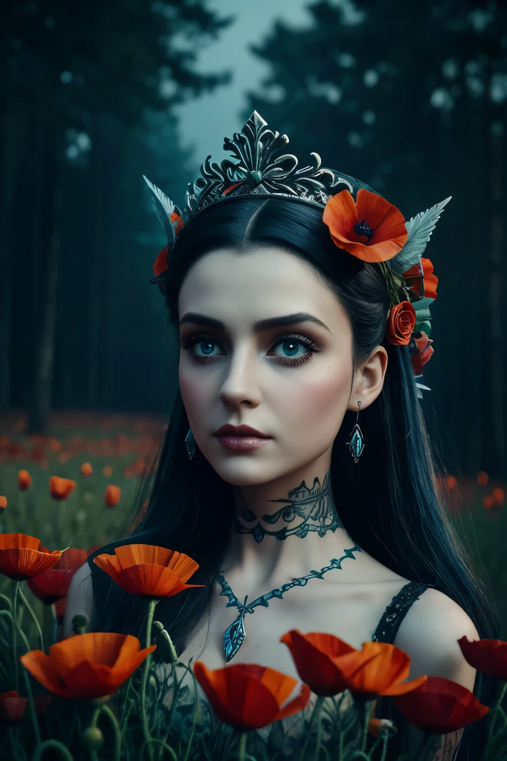 8K, ARTISTIC photogrAphy, best quAlity, mAsterpiece: 1.2), A (potrAit:1.2) Tim Burton's Corpse Bride style Diseny Toon Doll, in a field of flowers poppies with red petals , full body RAW candid cinema, 16mm, color graded portra 400 film, remarkable color, ultra realistic, sad admosphere, dark lighting, oppressive atmosphere, depressive colors, kodak portra 400, photograph,r, Natural Light, Salvatrucha tatoos, Crown Metal, Pinhead lighgts, blur reflection, Brush Strokes, Smooth, abstract, Splatter, Oil On Canvas, rainbow colors, fractal isometrics details bioluminescens : a stunning realistic photograph of wet bone structure, 3d render, octane render, intricately detailed, titanium decorative headdress, cinematic, trending on artstation | Isometric | Centered